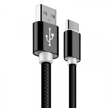 Nylonový USB kabel Type-C - černý