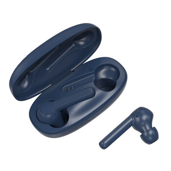Bezdrátová bluetooth sluchátka s nabíjecím pouzdrem - tmavě modrá