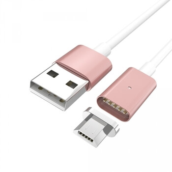 USB nabíjecí kabel s magnetickou koncovkou Micro USB - růžový