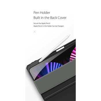 2v1 Smart flip cover + zadní silikonový ochranný obal s držákem na pero pro Apple iPad Pro 11" 2022 M2 (4.generace) - fialový