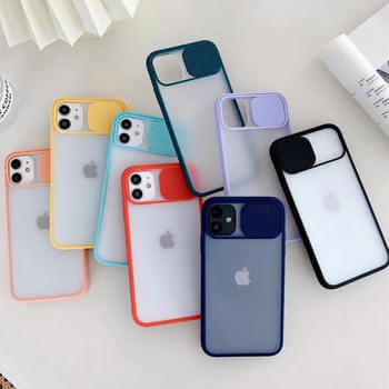 Silikonový ochranný obal s posuvným krytem na fotoaparát pro Apple iPhone 14 Plus - tmavě zelený