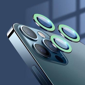 Svítící ochranné sklo pro objektiv fotoaparátu a kamery pro Apple iPhone 11 Pro Max modré