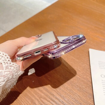 Ochranný silikonový obal s kamínky Apple iPhone 13 - stříbrný