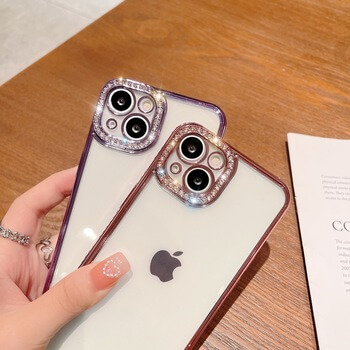 Ochranný silikonový obal s kamínky Apple iPhone 13 - světle růžový