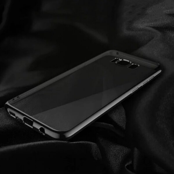 Průhledný silikonový obal pro Samsung Galaxy S8+ G955F - černé lemování