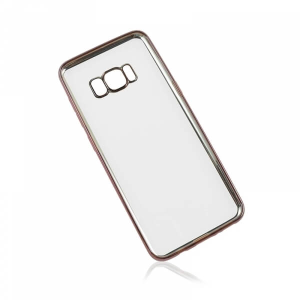 Průhledný silikonový obal pro Samsung Galaxy S8+ G955F - stříbrné lemování
