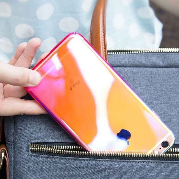 Duhový plastový ultratenký kryt pro Apple iPhone 6/6S - růžovo žlutá duha