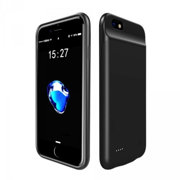 3v1 Silikonové pouzdro s externí baterií smart battery case power bank 4000 mAh pro Apple iPhone 7 Plus - černé