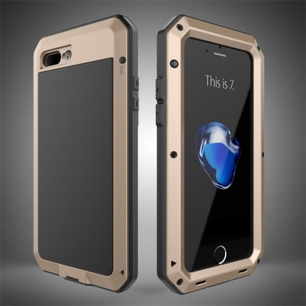 EXTRÉMNĚ odolný hliníkovo-silikonový obal pro Apple iPhone 8 - zlatý