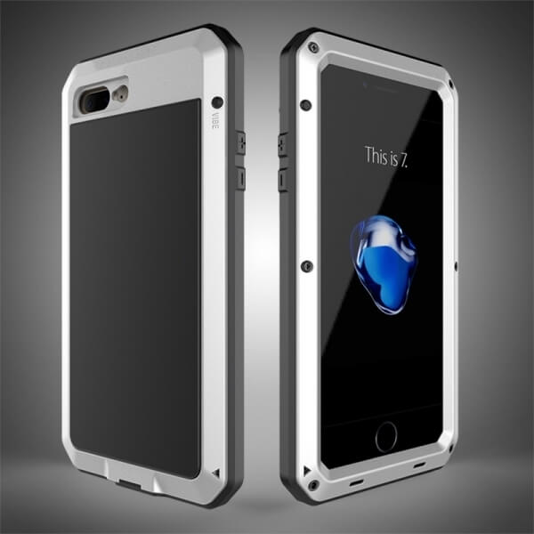 EXTRÉMNĚ odolný hliníkovo-silikonový obal pro Apple iPhone 8 Plus - stříbrný