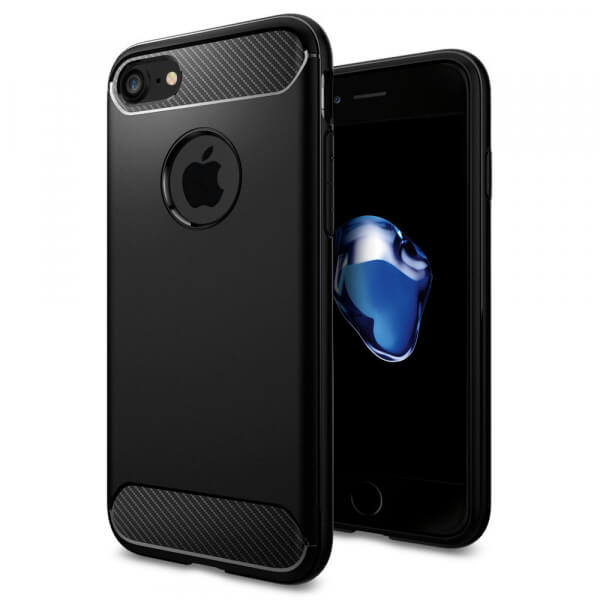 Ochranný silikonový obal karbon pro Apple iPhone 8 Plus - černý