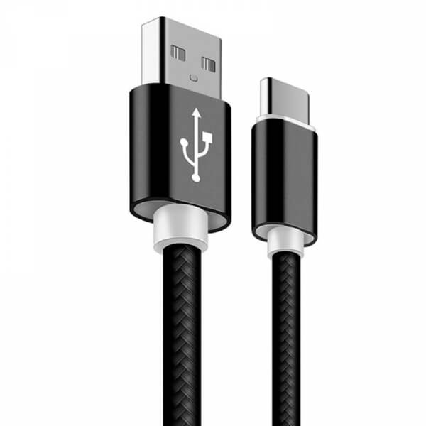 Nylonový USB kabel Type-C - černý