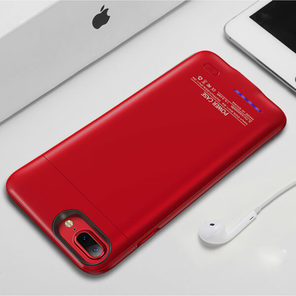 3v1 Plastové pouzdro s externí baterií smart battery case power bank 4200 mAh pro Apple iPhone 8 Plus - červené
