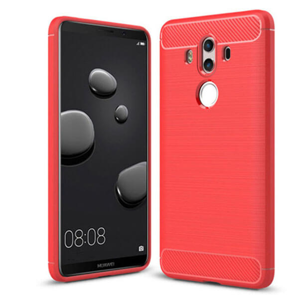 Ochranný silikonový obal karbon pro Huawei Mate 10 Pro - červený