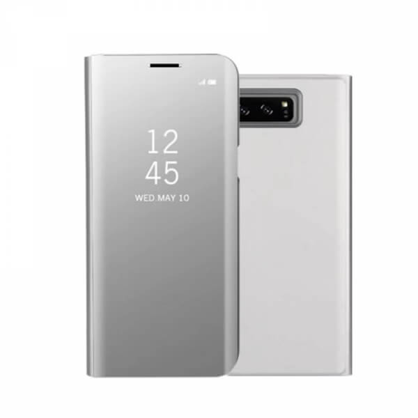 Zrcadlový plastový flip obal pro Samsung Galaxy S9 G960F - šedý