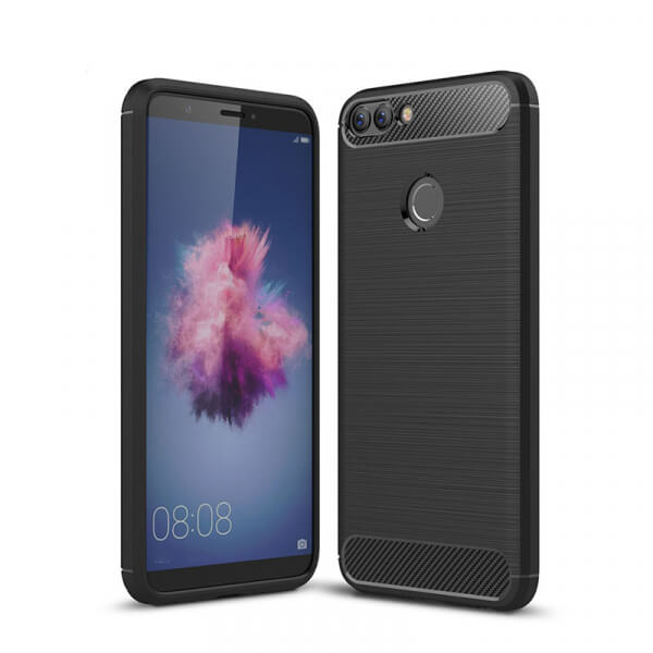 Ochranný silikonový obal karbon pro Huawei P Smart - černý
