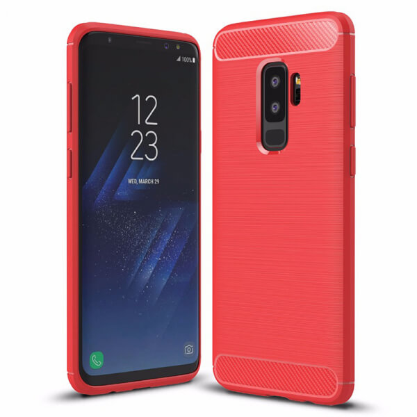 Ochranný silikonový obal karbon pro Samsung Galaxy S9 Plus G965F - červený