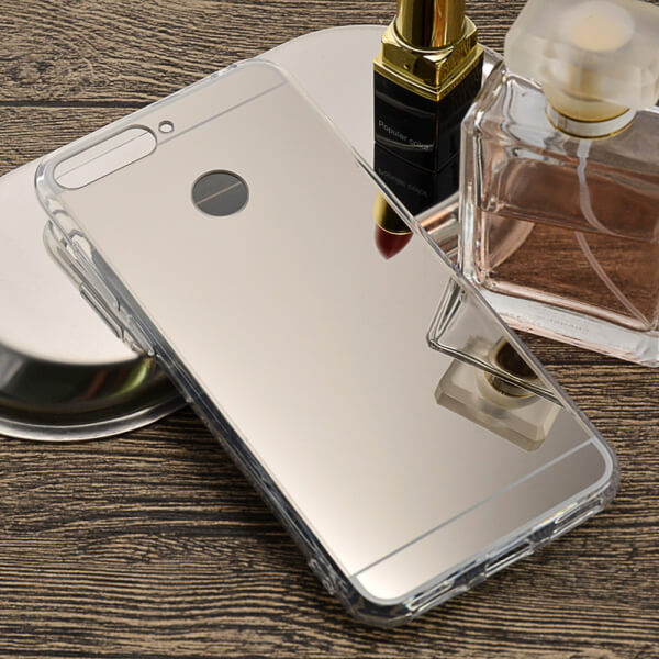 Silikonový zrcadlový ochranný obal pro Huawei Y6 Prime 2018 - stříbrný