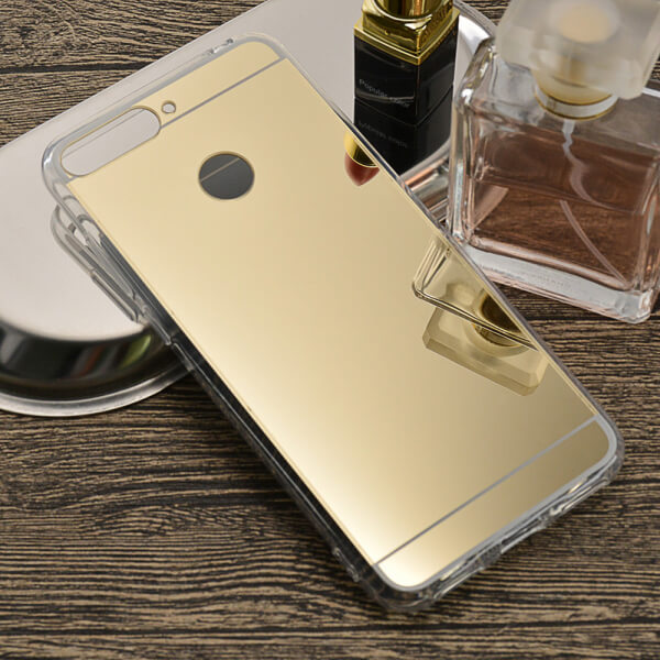 Silikonový zrcadlový ochranný obal pro Huawei Y6 Prime 2018 - zlatý