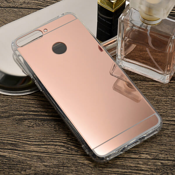 Silikonový zrcadlový ochranný obal pro Huawei Y6 Prime 2018 - růžový