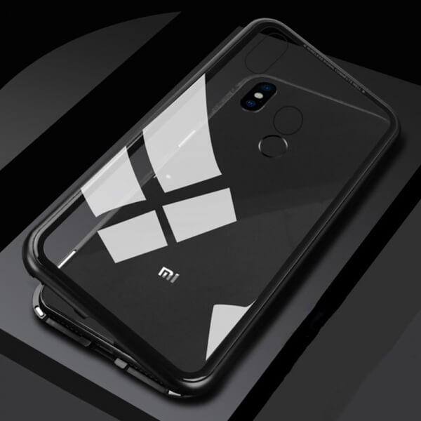 Ochranný kryt s hliníkovým magnetickým rámečkem pro Xiaomi Mi 8 - černý