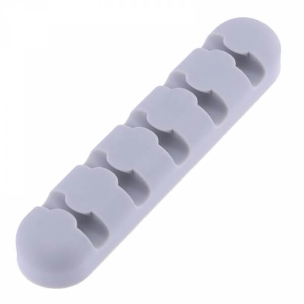 Silikonový organizér a držák na USB kabely 5ti článkový - šedý