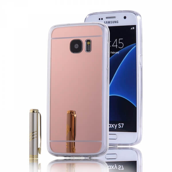 Silikonový zrcadlový ochranný obal pro Samsung Galaxy S7 G930F - růžový