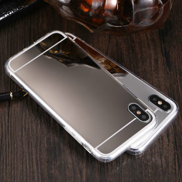 Silikonový zrcadlový ochranný obal pro Apple iPhone XR - černý