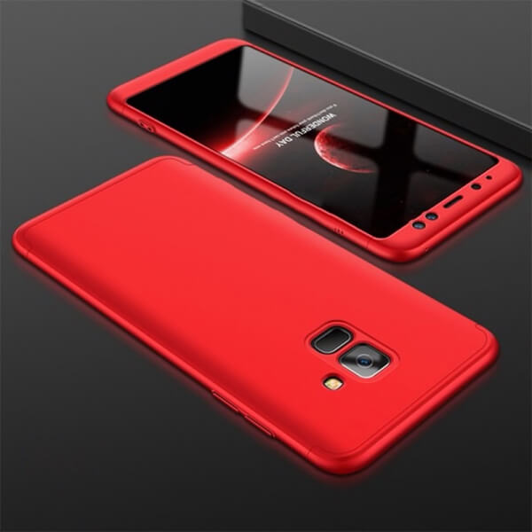 Ochranný 360° celotělový plastový kryt pro Samsung Galaxy A8 2018 A530F - červený