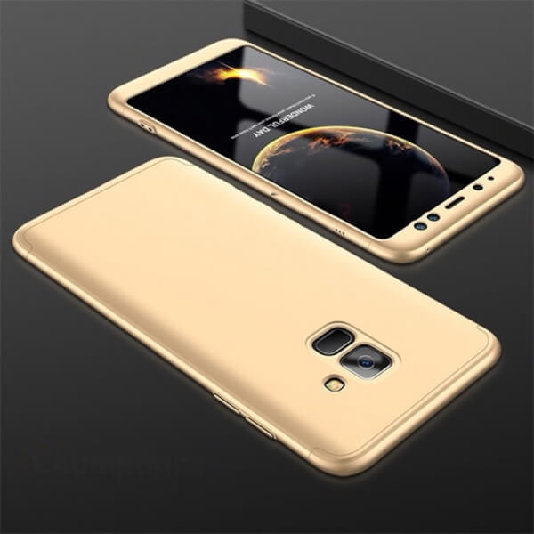 Ochranný 360° celotělový plastový kryt pro Samsung Galaxy A8 2018 A530F - zlatý