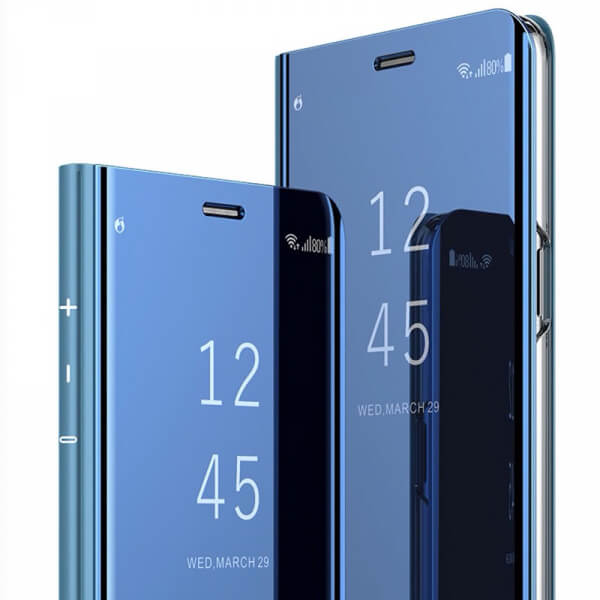 Zrcadlový plastový flip obal pro Samsung Galaxy A7 2018 A750F - modrý
