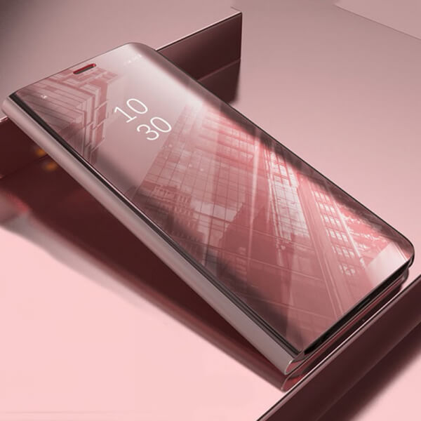 Zrcadlový plastový flip obal pro Samsung Galaxy A9 2018 A920F - růžový