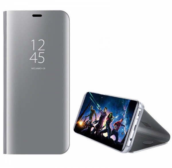 Zrcadlový plastový flip obal pro Samsung Galaxy A9 2018 A920F - stříbrný