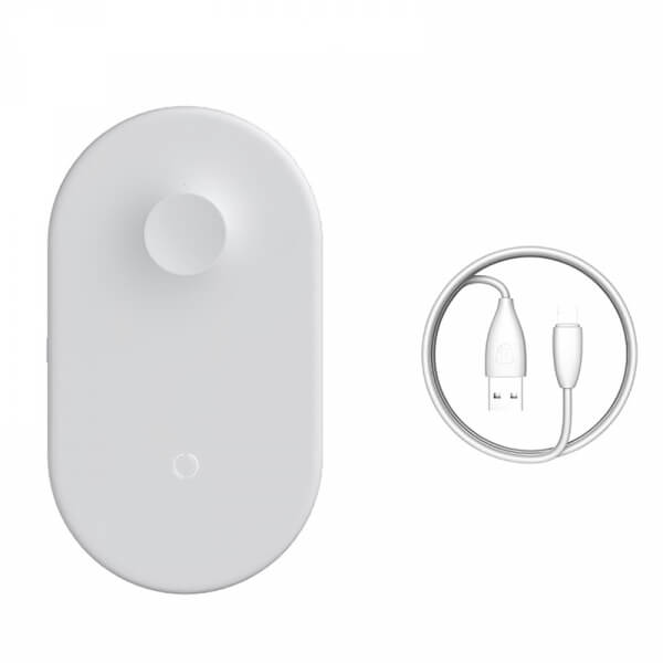 2v1 Magnetická bezdrátová nabíječka pro Apple iPhone a Apple Watch bílá