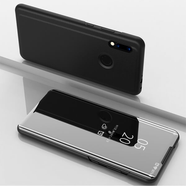 Zrcadlový plastový flip obal pro Xiaomi Redmi Note 7 - černý