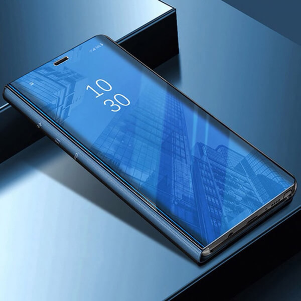 Zrcadlový plastový flip obal pro Samsung Galaxy S10 G973 - modrý
