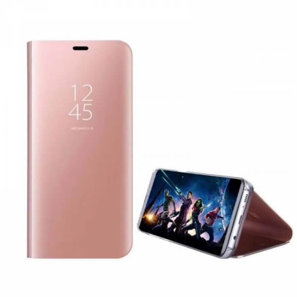 Zrcadlový silikonový flip obal pro Huawei P30 - růžový