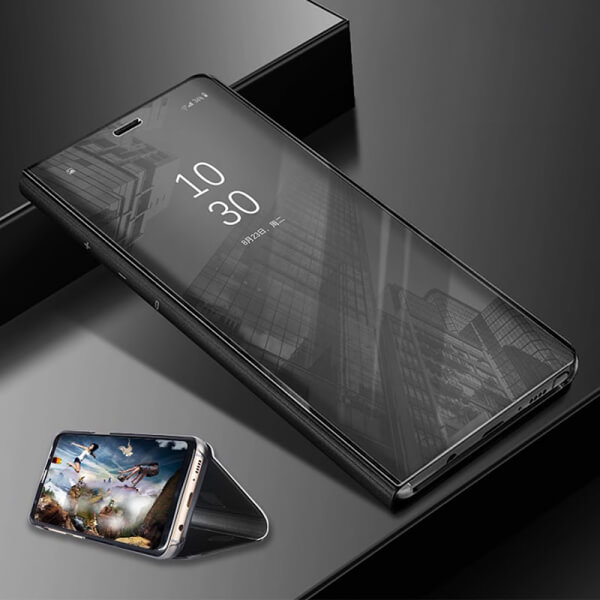 Zrcadlový plastový flip obal pro Huawei Y6 2019 - černý