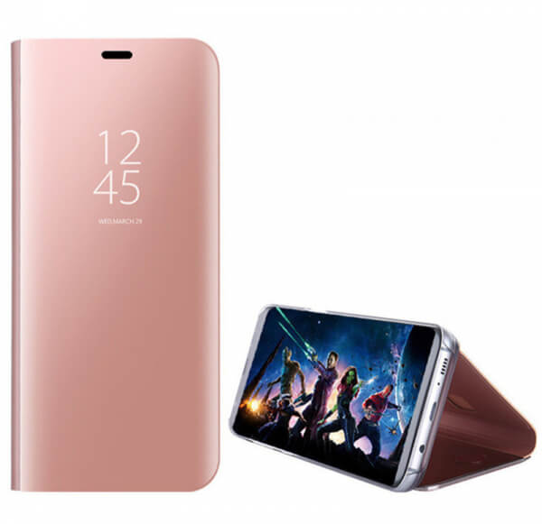 Zrcadlový silikonový flip obal pro Samsung Galaxy A70 A705F - růžový