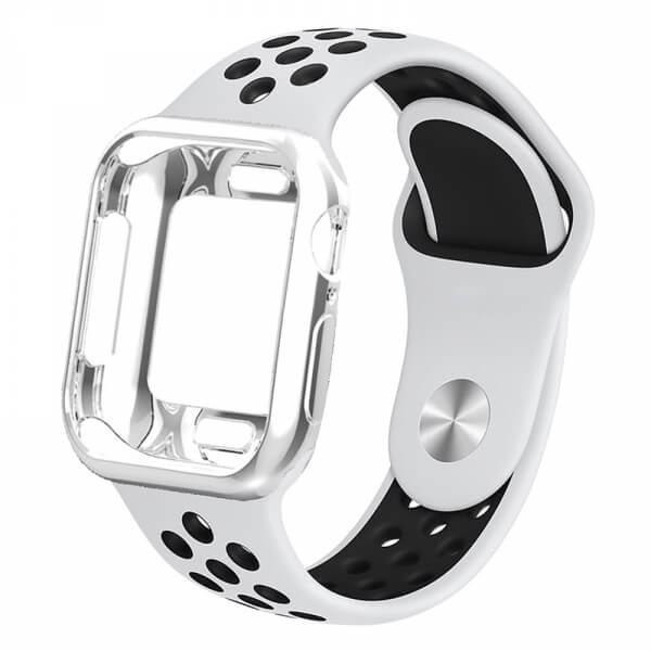 Silikonový obal s páskem pro chytré hodinky Apple Watch 40 mm (4.série) - bílý