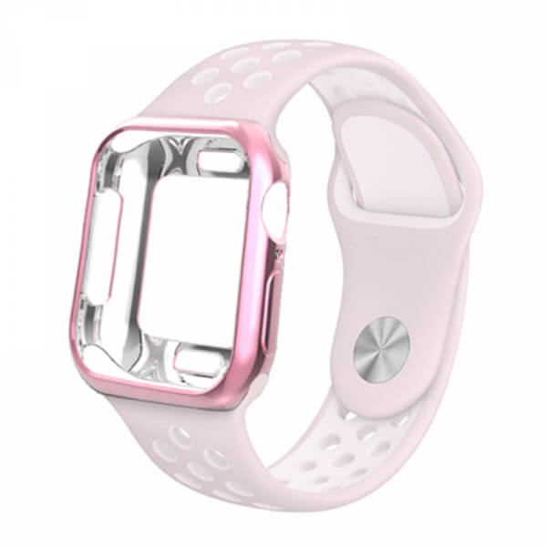 Silikonový obal s páskem pro chytré hodinky Apple Watch 40 mm (4.série) - růžový