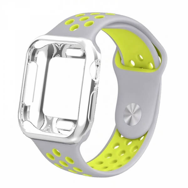 Silikonový obal s páskem pro chytré hodinky Apple Watch 40 mm (4.série) - zelený