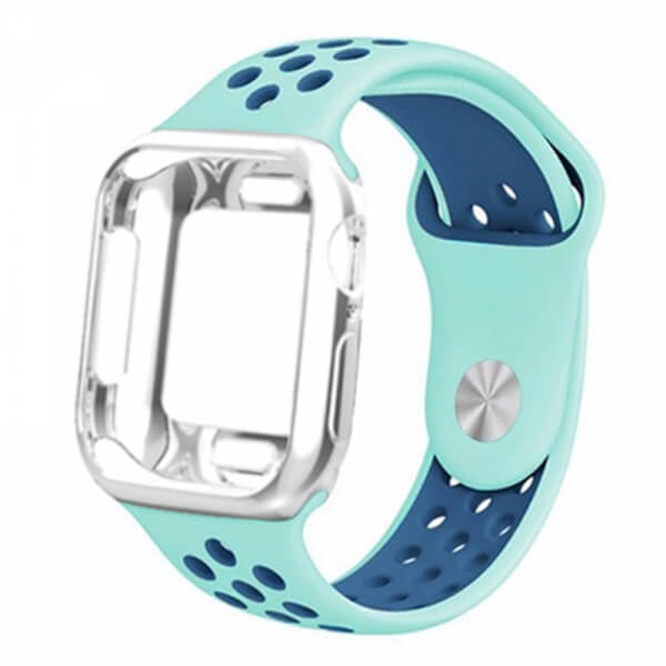Silikonový obal s páskem pro chytré hodinky Apple Watch 44 mm (4.série) - modrý