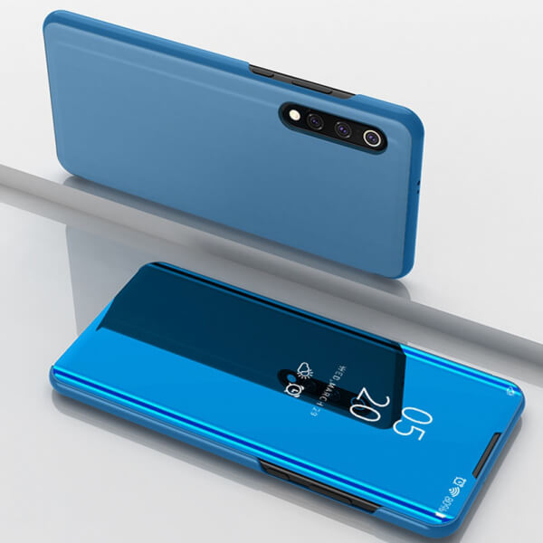 Zrcadlový plastový flip obal pro Xiaomi Mi A3 - modrý