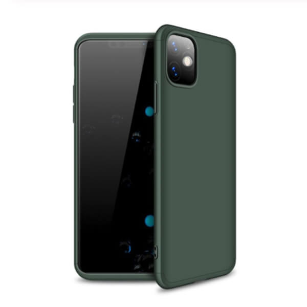 Ochranný 360° celotělový plastový kryt pro Apple iPhone 11 - zelený