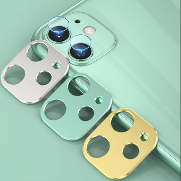 2v1 Ochranný hliníkový rámeček a ochranné sklo na zadní kameru pro Apple iPhone 11 - zlatý