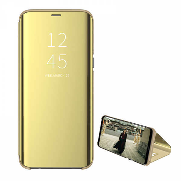 Zrcadlový plastový flip obal pro Xiaomi Mi Note 10 (Pro) - zlatý