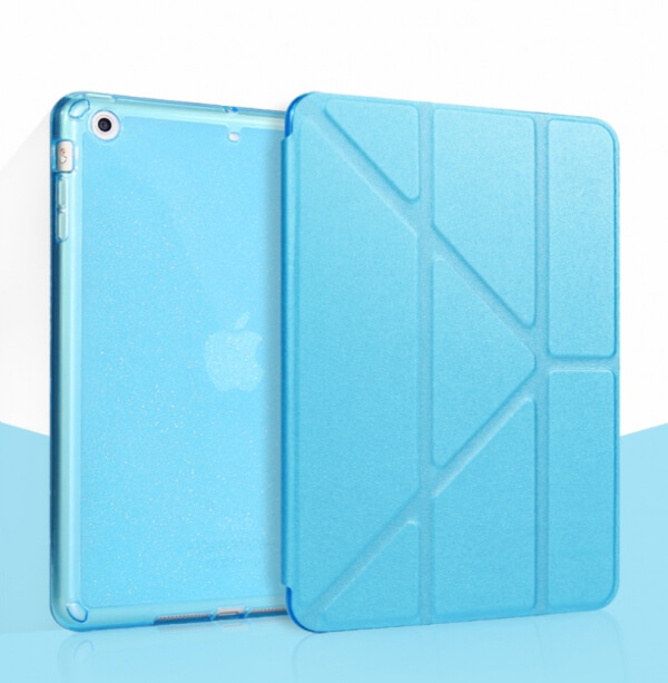 2v1 Smart flip cover + zadní silikonový ochranný obal se třpytkami pro Apple iPad Air - modrý