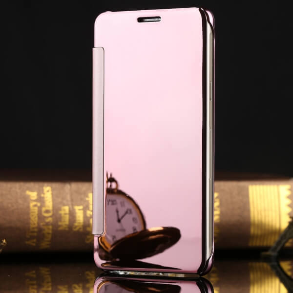 Zrcadlový silikonový flip obal pro Samsung Galaxy A71 A715F - růžový