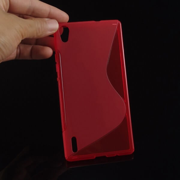 Silikonový ochranný obal S-line pro Huawei Ascend P7 - červený